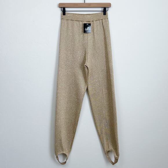 Retro Vintage Gold Metallic Stirrup Soft Knit Pants NWT - Picture 7 of 8